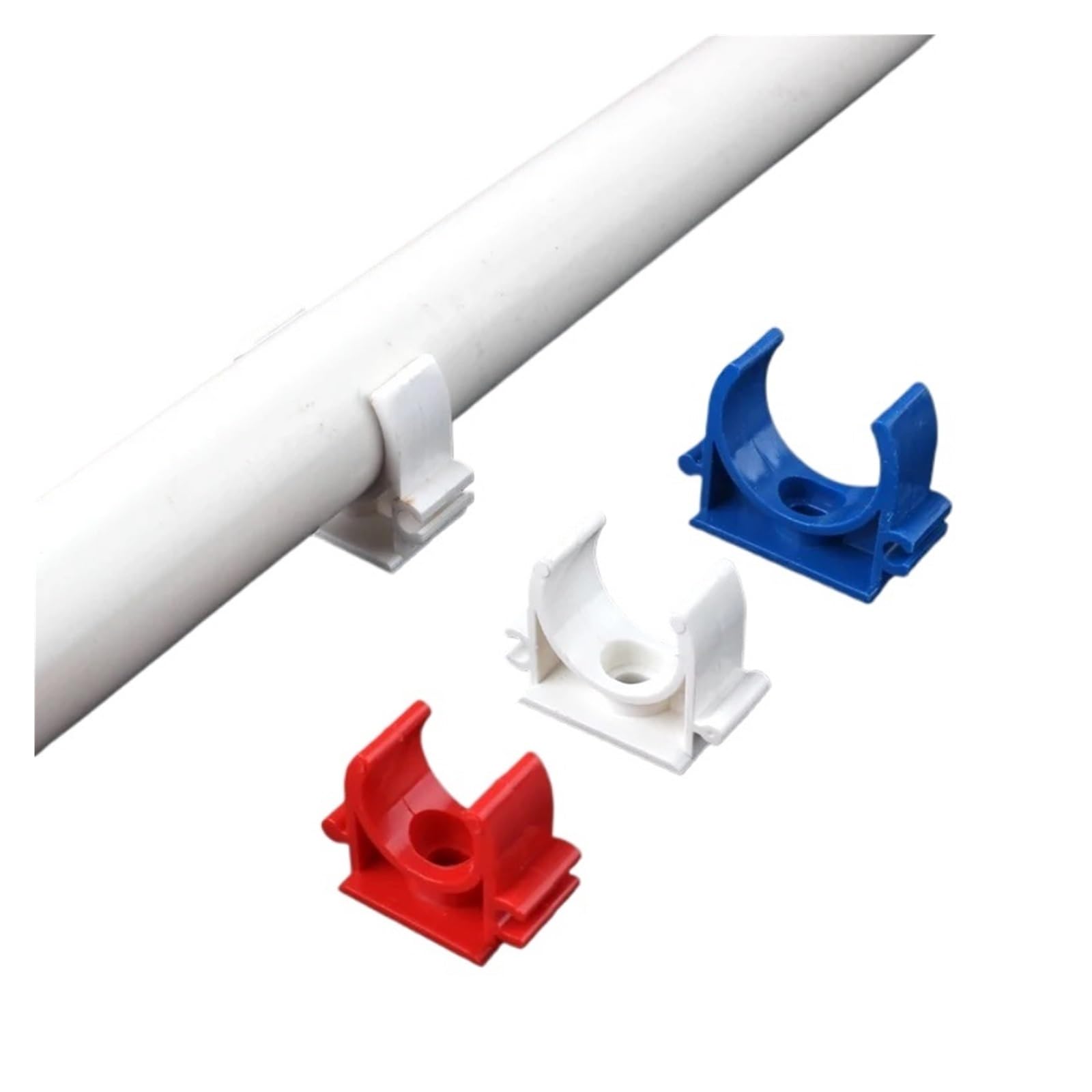 Lot de 50 Colliers De Serrage pour Tuyaux en PVC De 16 Et 20 Mm De Diamètre, Raccords en U pour Tuyaux d'eau (Rouge, 50 Pièces, 16 Mm).