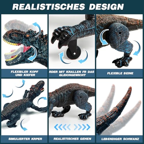 Sunrad Kinder Ferngesteuertes Dinosaurier Spielzeug,Elektronik T-Rex Dino Spielzeug mit Sprühen, Lichtern und Brüllen, Gehen… – Ansicht 4