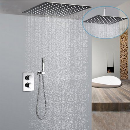 Pomme de douche encastrée Gowe avec valve thermostatique et mitigeur de douche de tête 25,4 cm
