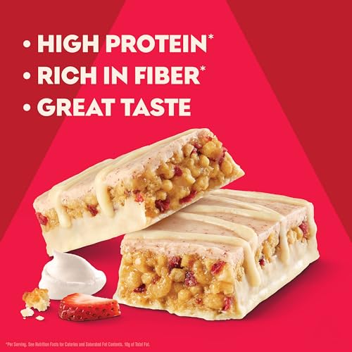 Image of Atkins Strawberry Shortcake Flavor High Protein Bar, 15g Protein, 24 Count | 15g Protein, 1g Sugar, 3g Net Carb, Rich in Fiber, Keto Friendly, Individually Wrapped 1.69oz Bars, 6 Packs of 4 Count Bars