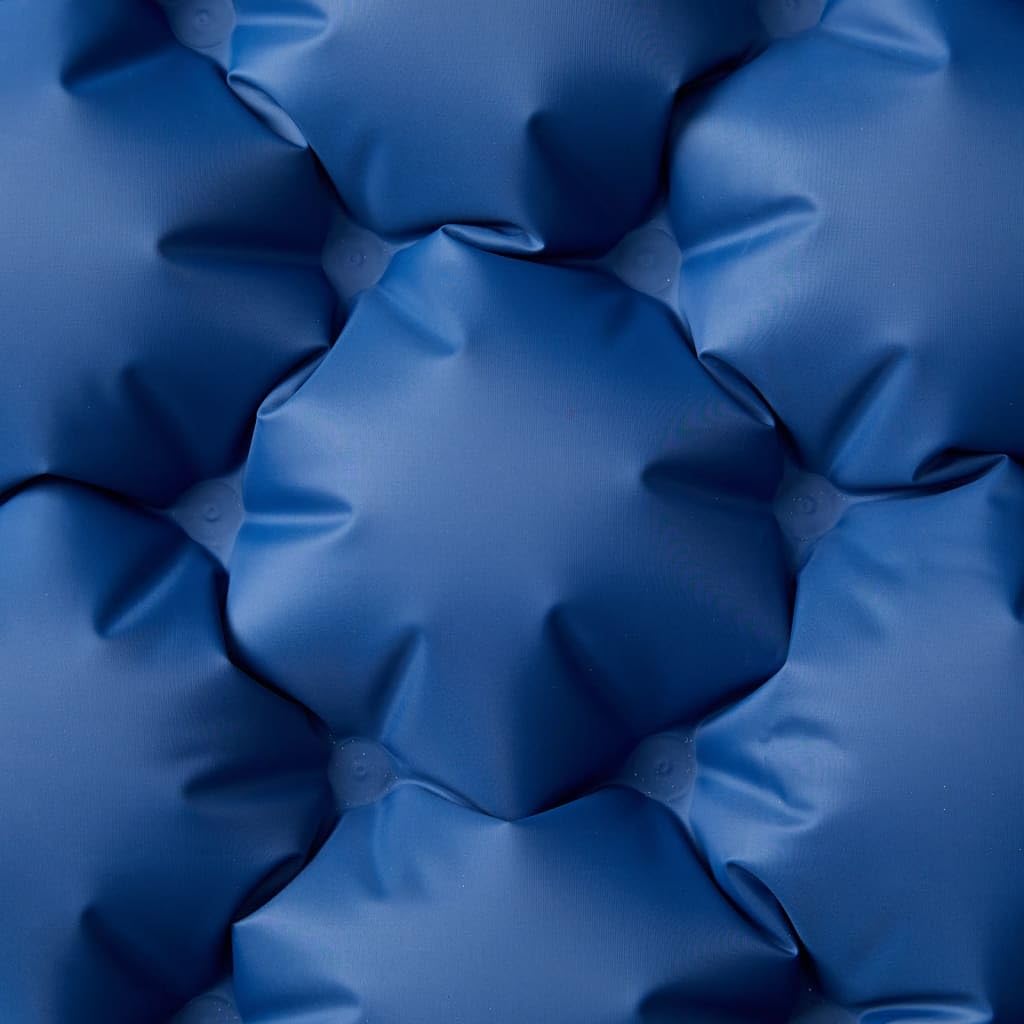 Samopompująca się podwójna karimata z poduszką dla 2 osób, granatowa, nylon 40D z powłoką TPU, 195 x 130 x 8,5 cm, pompka nożna, kompaktowa na kemping, wędrówki, trekking, do aktywności na
