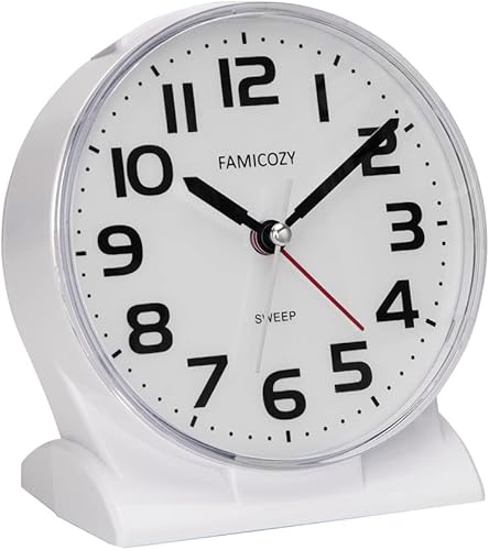 Reloj despertador analógico sin tictac de 4.5 pulgadas, lectura silenciosa para personas mayores, fácil de configurar, alarma de aumento gradual,