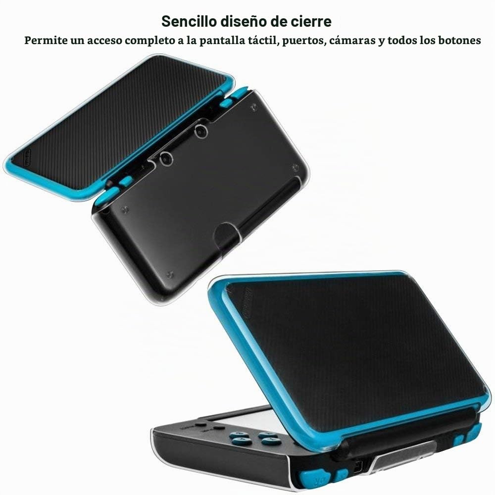 Funda rígido para Nintendo New 2DS XL con Protector de Pantalla, AFUNTA Case Dura y Transparente, con 4 Vidrio Templado Películas de protección para Pantalla Superior e Inferior