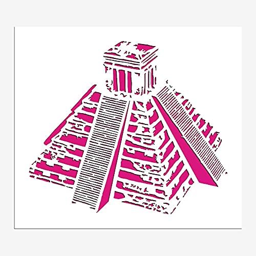 Mayan Aztec Pyramid Stencil Reusable Sturdy Flexible Transparent 5 x 5.75 Inches 10mil Mylar Arts and Crafts Material Scrapbooking for Airbrush Painting Drawing