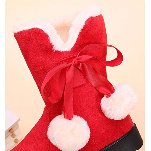 Girls Winter Warm Fur Boots Mid-Calf Bowknot Princess Booties4