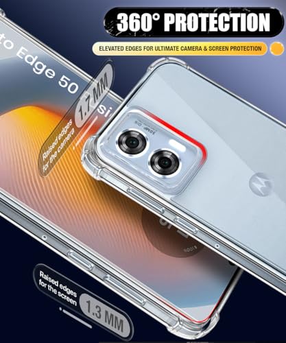 Image of WOW IMAGINE Ultra-Hybrid Crystal Clear Back Case for Moto Edge 50 Fusion 5G | Moto G96 5G | Shockproof Design | Camera Protection Bump | Hard Clear Mobile Back Cover with Cushioned Edges - Transparent