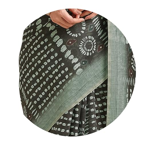 Image of MIRCHI FASHION Women Saree Ajrakh Digital Printed Cotton Blend | Lightweight Professional Office Sari with Blouse Fabric