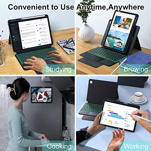 Blutlotus Keyboard Case For Ipad 9Th/8Th/7Th Gen (2021/2020/2019) 10.2 Inch,360 Rotatable Detachable Magnetic Case With Upper Pencil Holder,Backlit Keyboard With Trackpad Kickstand (Black) #TOP3