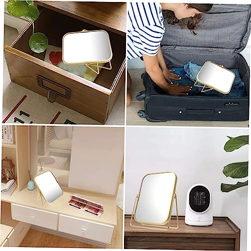 Espejo de maquillaje doble 360 grados con soporte metálico miniatura 4