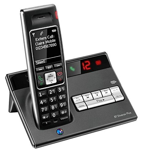 BT Diverse 7450 R Plus Executive DECT Long Range Cordless Telephone, Answer Machine. 200 Name Number Phone Book, Headset Compatible, Text Messaging, Handsfree Speakerphone, Caller Display. 1 Handset