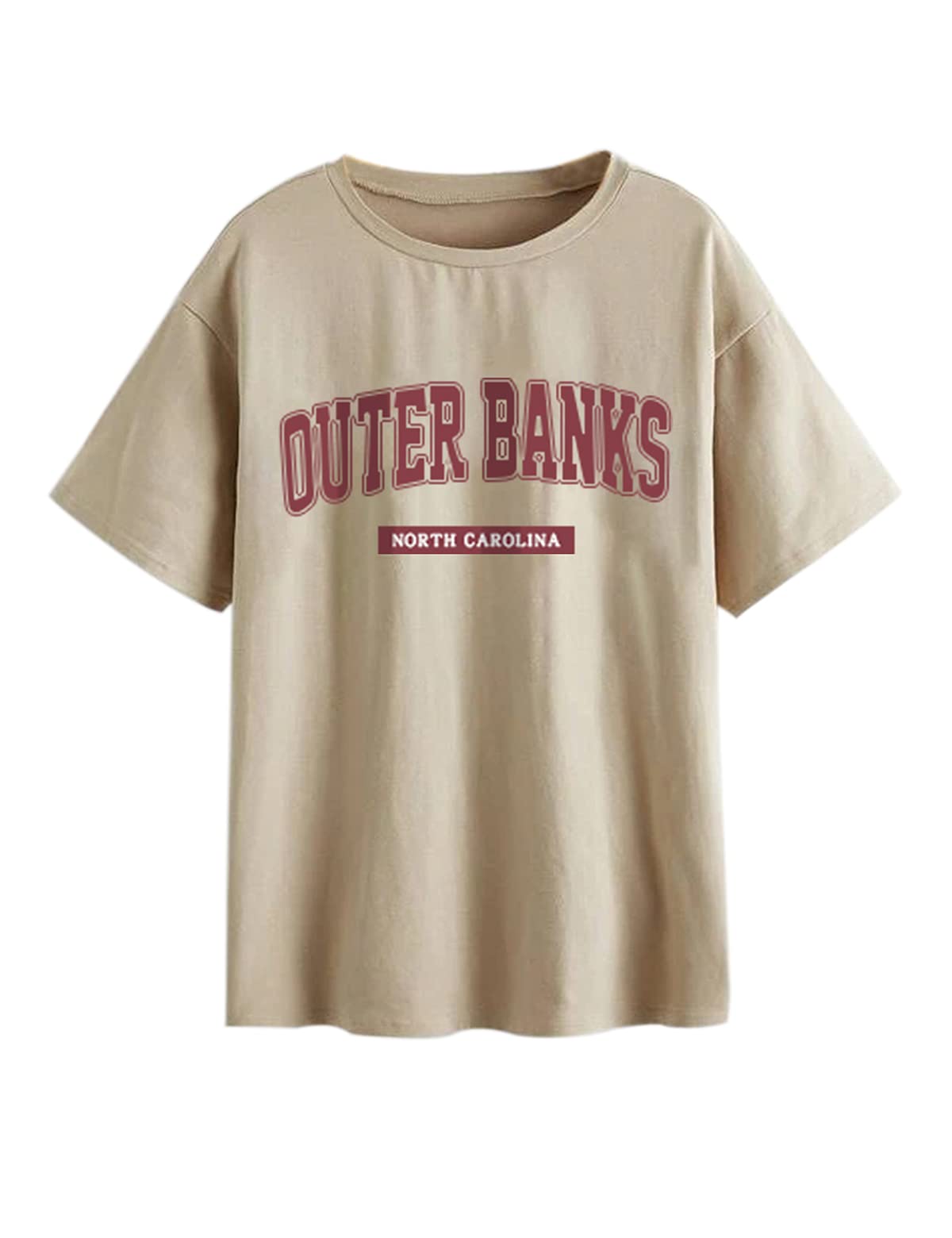 Meladyan Women’s Oversized Letter Graphic Tee Drop Shoulder Short Sleeve Longline Round Neck T-Shirt Top