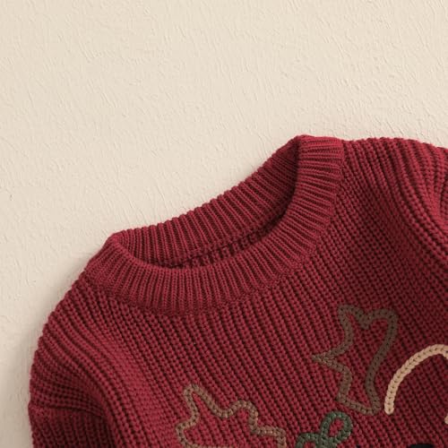 Toddler Girls Boys Christmas Sweaters Long Sleeve Reindeer Embroidery Knit Pullovers Kid Jumper Tops Fall Clothes2