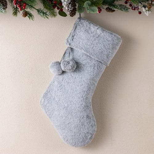 E-FirstFeeling Gray Christmas Stocking,Large Plush...
