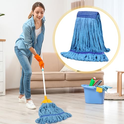 Image of Lallisa 4 Pcs Commercial Mop Head Replacement Tube Microfiber Industrial Looped End Mop Heads Refill for Floor Cleaning for Home Commercial Industrial Use(Medium,Blue)