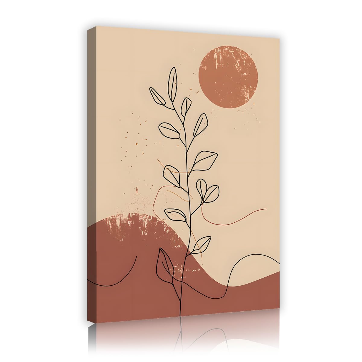 TOANGWALL Boho abstrakcyjna linia na płótnie botaniczna sztuka ścienna w słońcu minimalistyczna nowoczesna sztuka malarstwo minimalistyczne wydruki do salonu wystrój sypialni 30 x 45 cm