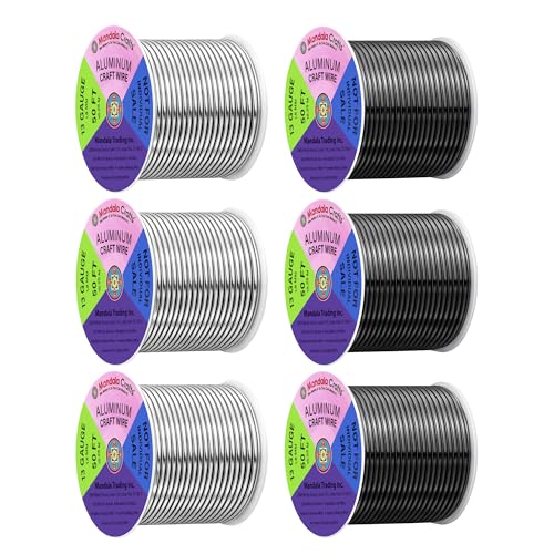 Image of Mandala Crafts 13 Gauge Silver Tone Black Anodized Aluminum Craft Wire | 300 FT, Colored, Flexible, Bendable for Bonsai Armature Sculpting Wire Wrapping Jewelry Making, Weather & Tarnish Resistant