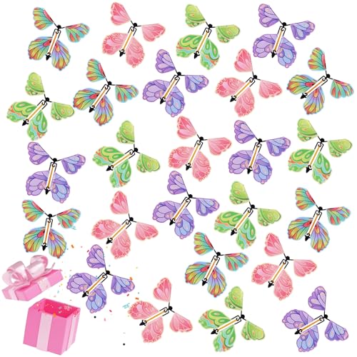 120 Pcs Flying Butterfly Toys Wind Up Flying Butterfly Card Surprise Gifts Butterfly Fairy Flying Toy in The Book Rubber Band Powered Gifts for Christmas Wedding Birthday Teacher Appreciation Gift