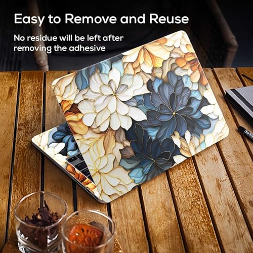 Image of Galaxsia Floral D6 Full Body Vinyl Laptop Skin /Sticker /Cover Upto 15.6 Inches Laptops Laminated-Removable-HD Quality Compatible for Hp-Dell-Sony-Lenovo-Asus etc.(15x10 Inches)