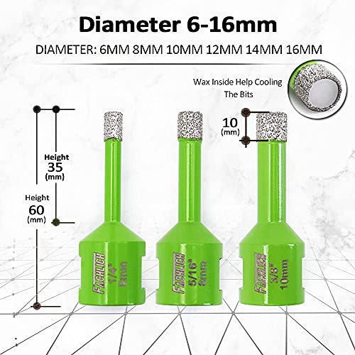 Image of Diamond Core Drill Bit,2pcs 5 /8 inch 16mm Tile Drill Bits Vacuum Brazed Diamond Hole Saw for Porcelain Tile,Granite,Marble,Concrete,Masonry,Brick