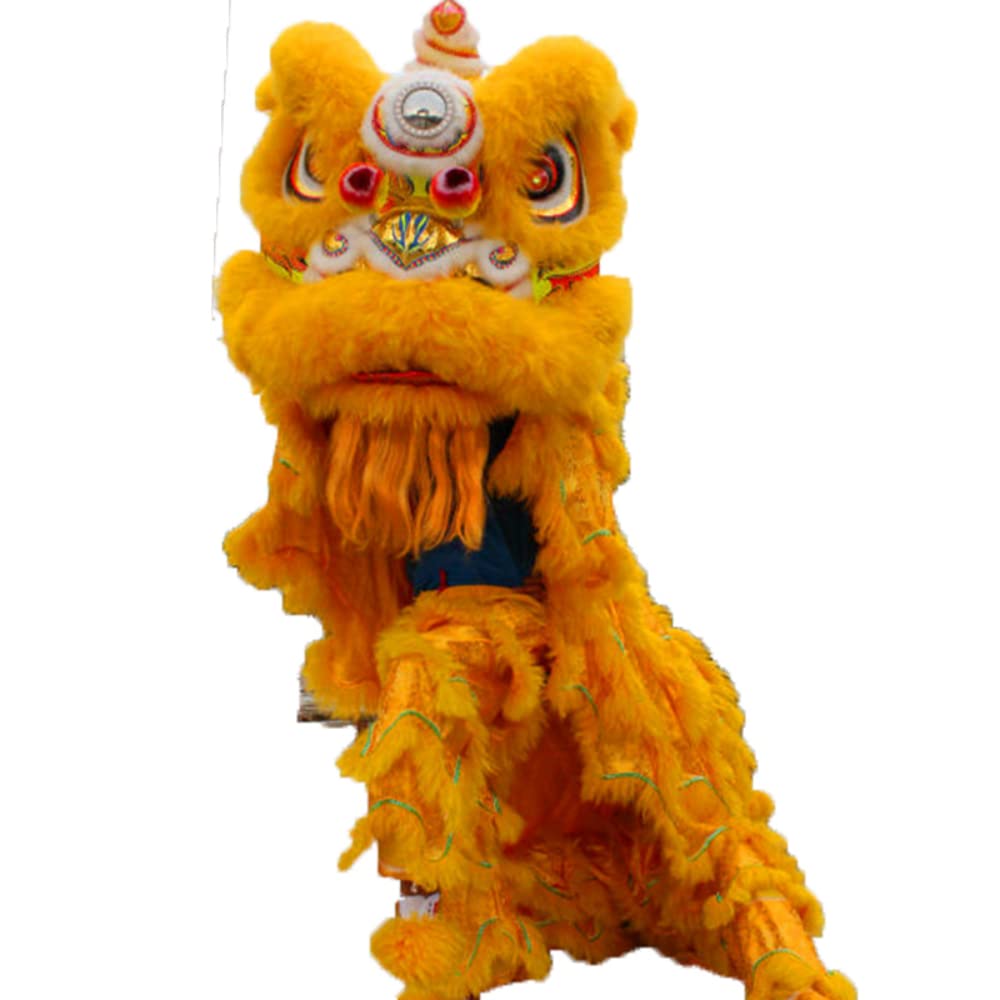 Lion Dance Mascot Costume Southern Lion Chinese Folk Art Two Adults Cosplay Dress one Size Yellow