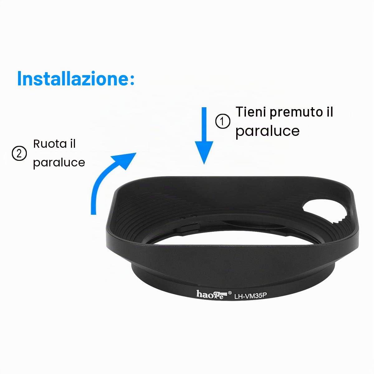 Haoge LH-VM35P - Paraluce rettangolare in metallo con attacco a baionetta per obiettivo Voigtlander Nokton ASPH 40 mm f/1,2 VM, 35 mm f1,2 VM, 50 mm f1.2 VM Leica M LM, sostituisce LH-8 Hollow Out