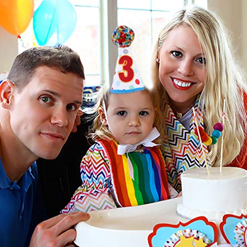 Baby Birthday Party Hat - Primary Colors Mini Handmade Girls/Boys Confetti Cone Colored Fur Balls3