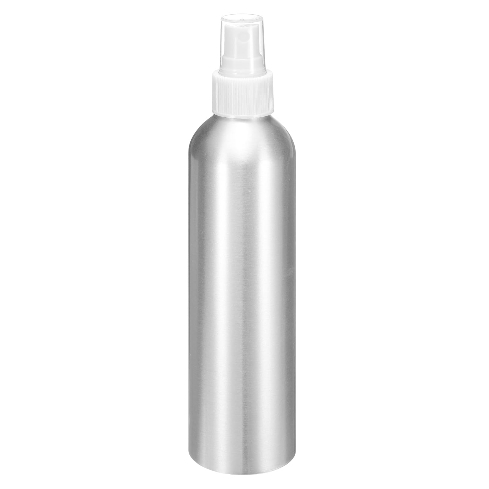 sourcing map Aluminum Fine Mist Spray Bottles 250ml/8.5oz Metal Small Liquid Alcohol Refillable Travel Container with White Plastic Nozzle Cap for Perfume Skincare Cosmetic Storage Bottle