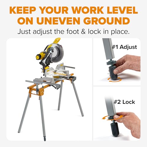 Image of BORA Portable Miter Saw Stand 2nd Generation - Quick release Tool Mount - 114 Inches of Material Support - Universal Folding Compound Mitre Saw Stand fits Dewalt, Milwaukee, Ridgid, Bosch Chop Saws PM-4020