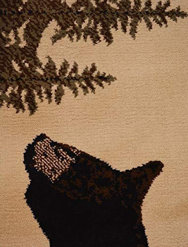 Rug Empire Rustic Lodge Novelty Area Rug, 26" W X 63" L, Bear Oval, Multi #TOP3