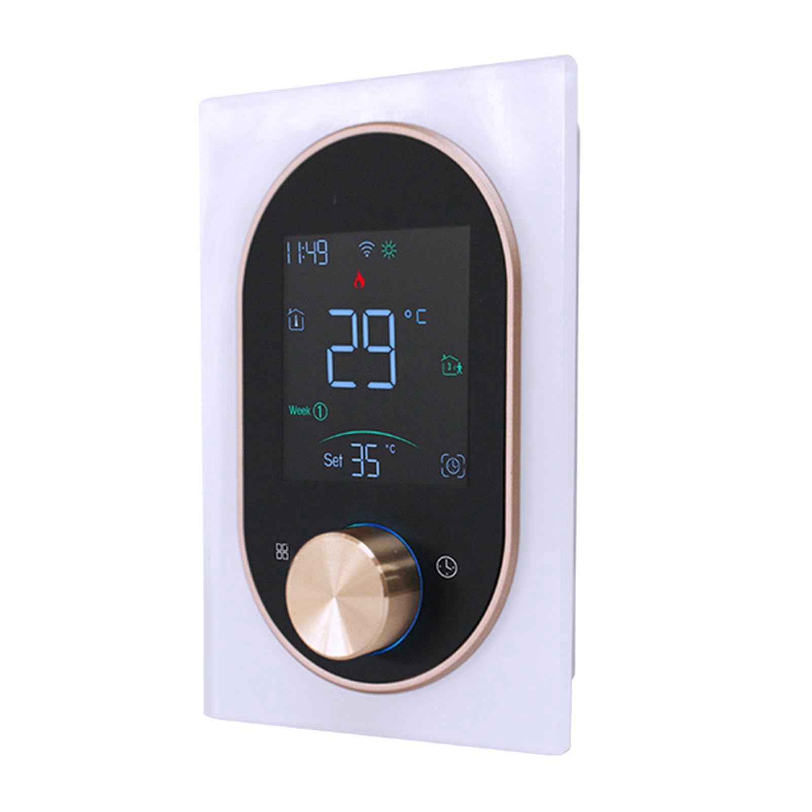 Inteligentny Termostat z Pokrętłem Domowy Inteligentny Termostat Pokrętło Dotykowe LCD 2,4 GHz Programowalna Aplikacja WiFi Sterowanie Dotykowe LCD Nadaje się do Pokoju Rodzinnego