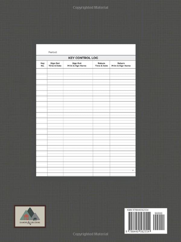 Vista 2 de Key Register Log Book Key Control Log Book for Key Check Out Security Systems - Hardback Gold with Black Weave