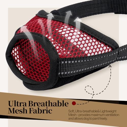 Image of 2 Pack Dog Muzzle, Soft Mesh Muzzles for Small Medium Large Dogs, Breathable Pet Muzzle Adjustable Dog Mouth Guard for Biting Chewing Grooming, Allow Drinking Panting, Red XL