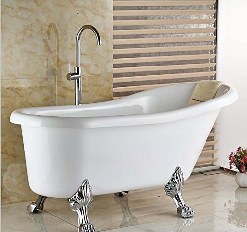 Mitigeur de baignoire eau chaude froide chrome avec colonne de sol - 2