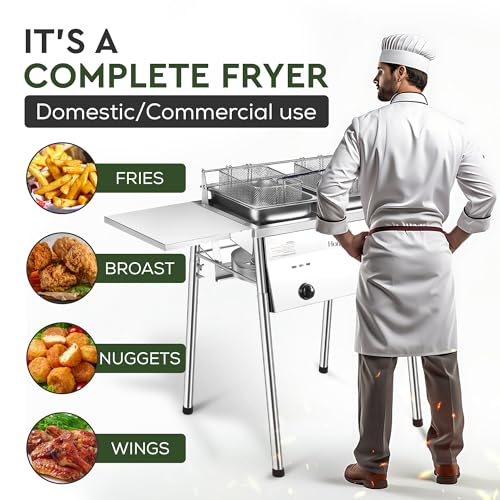 HOMIRA Stainless Steel Two-Tank Propane Deep Fryer の商品画像 3