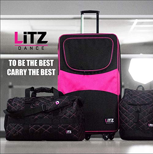 Pink And Black Suitcase - Dance Bag With Garment Rack - Rolling Garment Bag - Hanging Garment Bag - Dance Garment Bag For Costumes - Bag Rack Dance Bags - 29 In Suitcase - LITZ Competition Roller