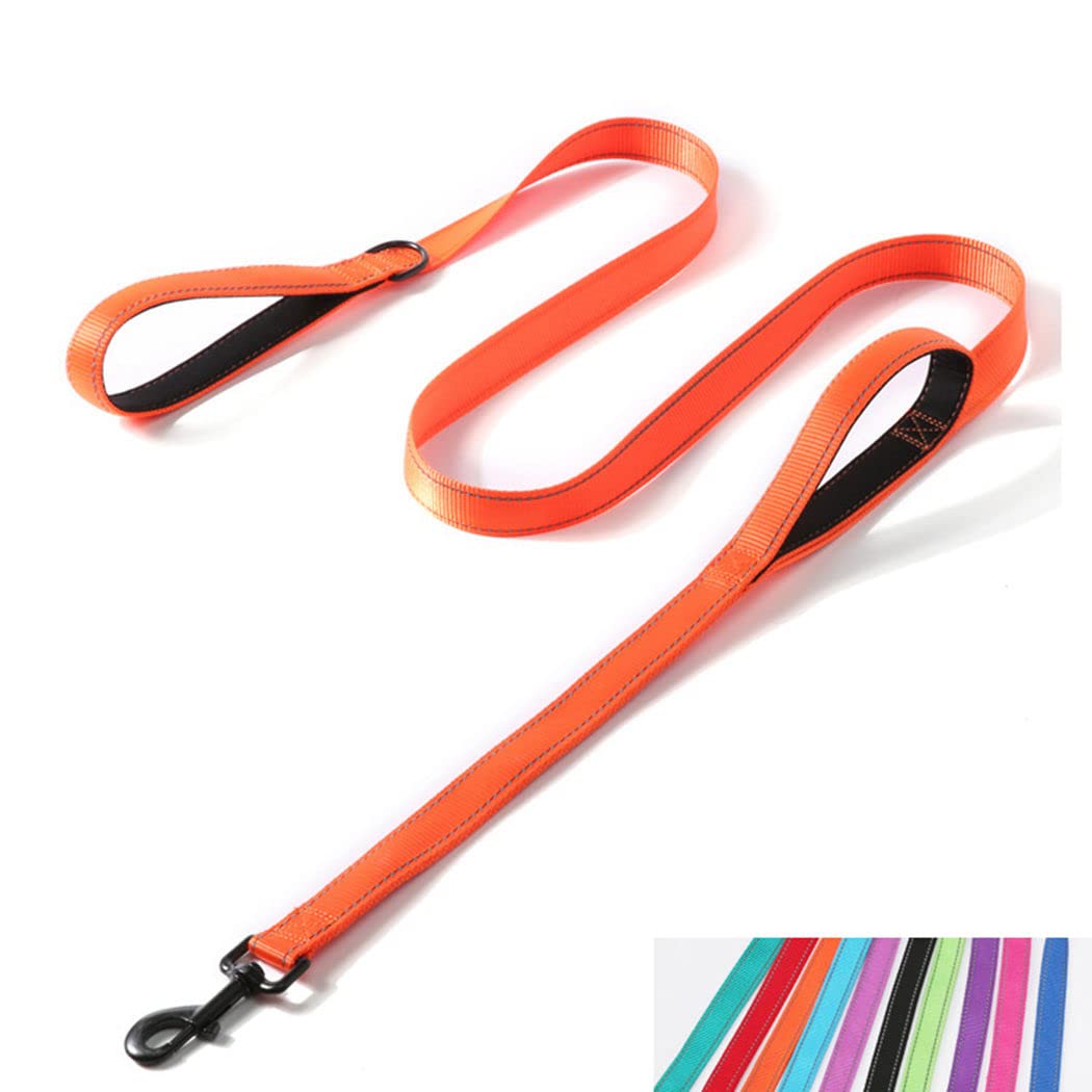 Reflective Nylon Dog Leash Heavy Duty, Two Handles with Padded for Extra Control Outside Durable Training Lead for Small Medium Large Breed Pet Dogs,