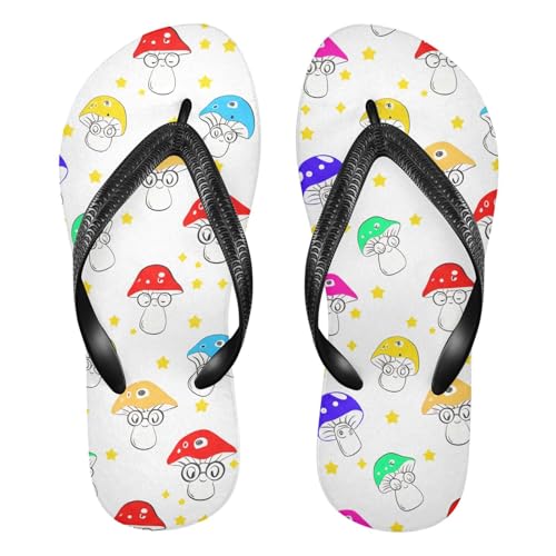 Mushroom Star Yellow Flip Flops for Beach Thong Sandals Anti-slip Lightweight Beach Shoes for Summer Swim Travel
