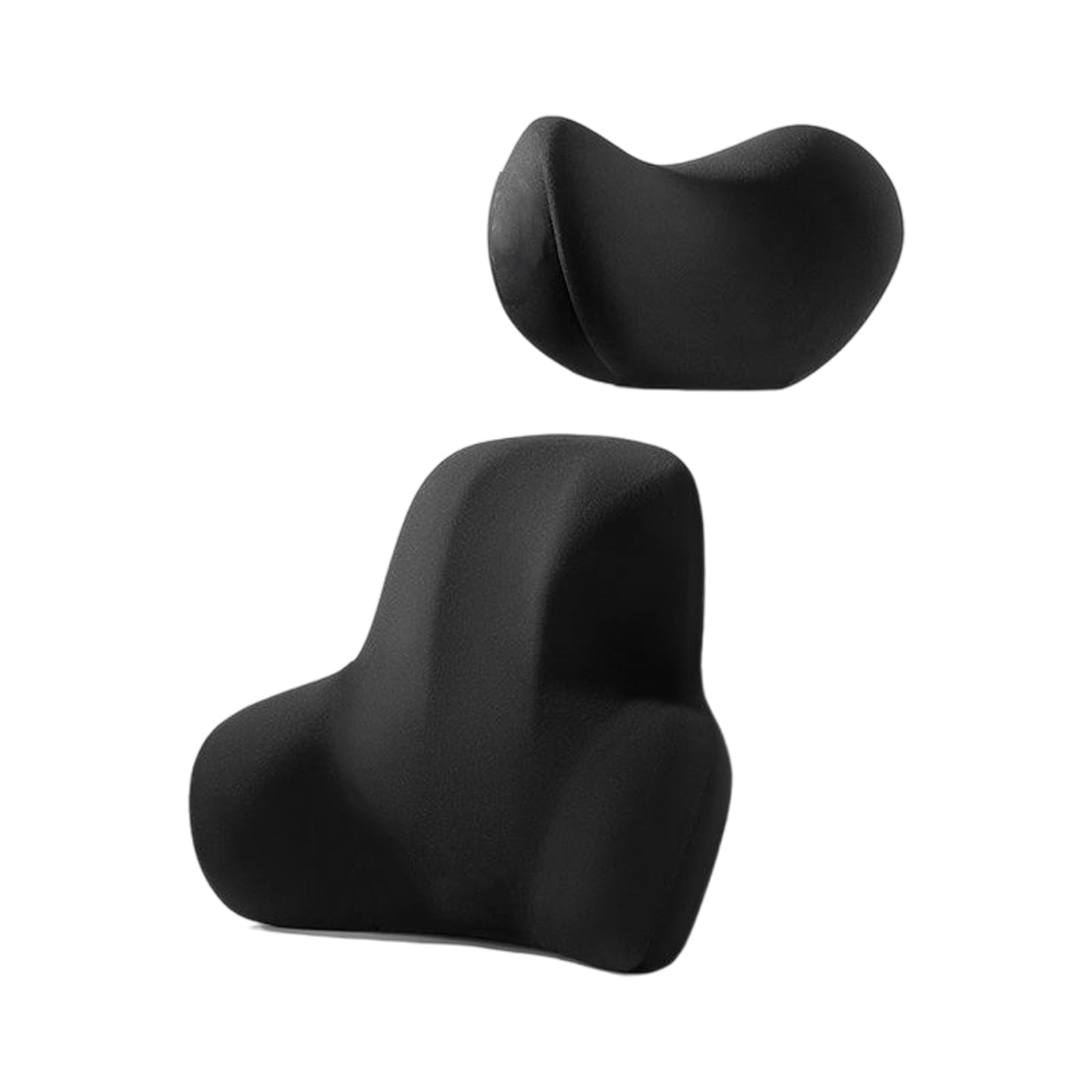 Hsioluted Foam Car Headrest Pillow and Lumbar Cushion Set with Adjustable Strap for Driving Ergonomic Seat Pillow Cushion
