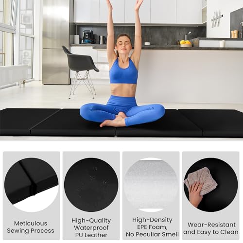 Signature Fitness All-Purpose 4'x10'x2" Extra Thick High Density Anti-Tear Gymnastics Gym Folding Exercise Aerobics Mats, Black by Signature Fitness - Image 5