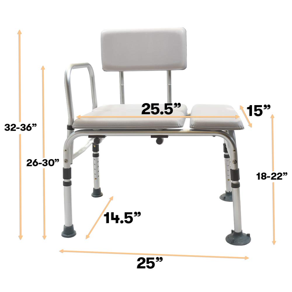 Mercer Padded Transfer Bench, Padded Seat and Backrest