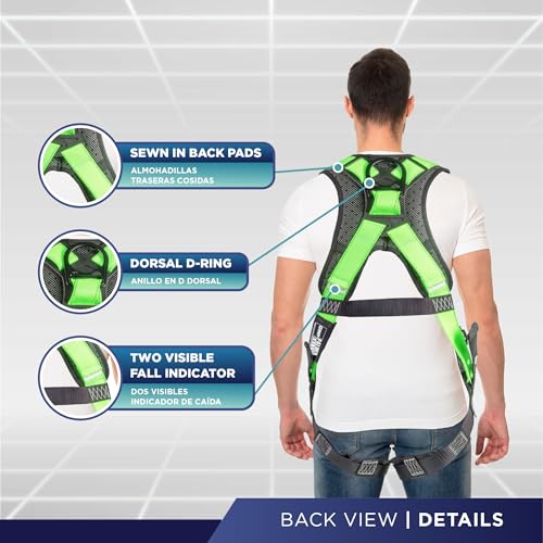 Image of Palmer Safety Full Body Harness with 5 Point Adjustment, Dorsal D-ring, Grommet Legs, Two Side D Rings, and Fall Indicators