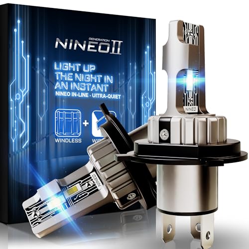 NINEO H4 BULBS, 9003 Light Bulbs, 300% Super Brighter, 6500K Cool...