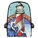 LUNLUMO Sac à dos de voyage pour enfants - Phare et panneaux nautiques - Classique - Ultraléger