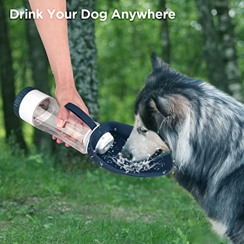 Uppetly Dog Water Bottle, Portable Pet Water Bottle With Food Container And Drinking Feeder, Leak Proof, Bpa-Free, Foldable Puppy Water Cup Dispenser For Outdoor Walking, Travel, Hiking 20Oz #TOP5