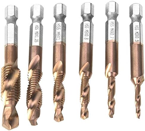 Drill Bits For 6PCS M3/M4/M5 M6/M8/M10 Drill Bit High Speed Steel 6.35mm Hex Shank Tap Drill Bit Compound Tap - (Color: Bronze)