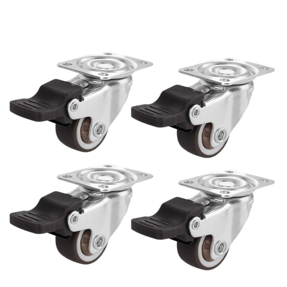Roulettes pivotantes universelles de 1/2 pouce en caoutchouc avec frein pour chaise et chariot