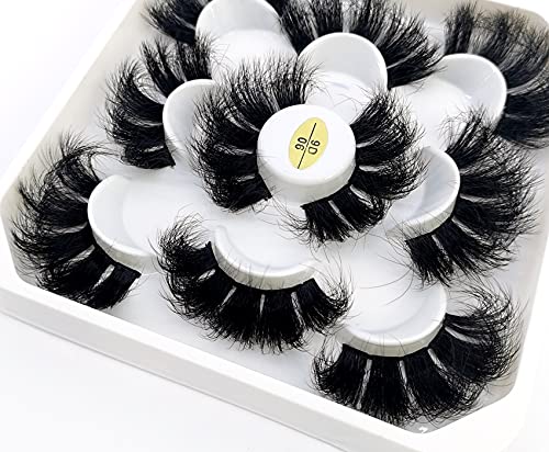 HBZGTLAD new 5 Pairs 25 mm 3d Mink Lashes Bulk Faux with Custom Natural Mink Lashes Pack Short Wholesales Natural False Eyelashes (9D-06)