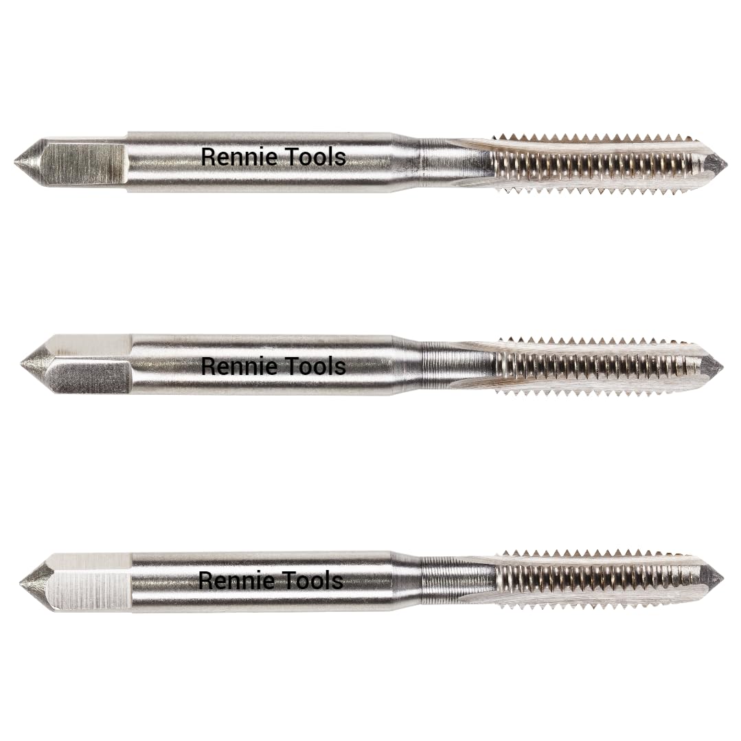 6BA Tap Set. 3 Piece HSS Hand Tap Set. Includes 3 Pieces - 1st, 2nd & 3rd Cut (Taper Tap, Middle Tap, Bottom Tap (Plug Tap)) High Speed Steel for Threading Holes.