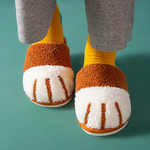 Unisex Shoes, Cute Cartoon Cat Paw Design Plush Slippers, Casual Soft Comfortable Women Home Slippers, Warm Fur for Indoor & Outdoor Couples Use for Fall & Winter, Trending Shoes, Footwear Plus Size4