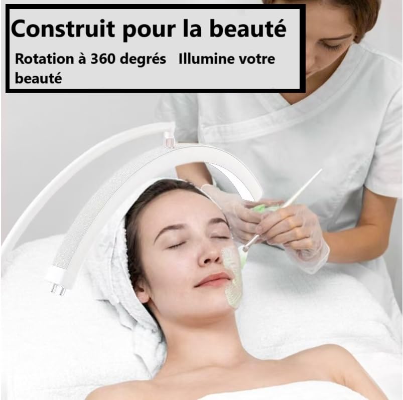 Lampe demi-lune d'esthéticienne, lampe d'extension de cils, convient pour la beauté, les sourcils, les tatouages et les soins du visage et de la peau, (Blanc)